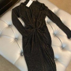 Black Midi Dress w/Gold Sparkles